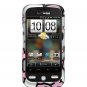 Hard Plastic Design Case for HTC Droid Eris 6200 - Silver and Pink Skulls