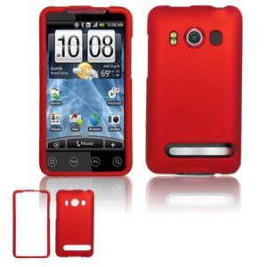 Hard Plastic Rubber Feel Full Case for HTC Evo 4G - Red