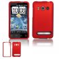 Hard Plastic Rubber Feel Full Case for HTC Evo 4G - Red