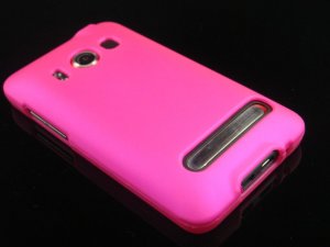 Hard Plastic Rubber Feel Full Case for HTC Evo 4G - Hot Pink