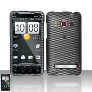 Hard Plastic Rubber Feel Design Full Case for HTC Evo 4G - Carbon Fiber