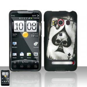 Hard Plastic Rubber Feel Design Full Case for HTC Evo 4G - Ace of Spade Skull