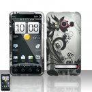 Hard Plastic Rubber Feel Design Full Case for HTC Evo 4G - Black and Silver Vines
