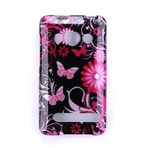 Hard Plastic Design Full Case for HTC Evo 4G - Pink Butterfly