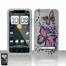 Hard Plastic Bling Rhinestone Design Case for HTC Evo 4G - Pink Butterfly