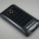 Crystal Gel Check Design Skin Case for HTC Evo 4G - Smoke