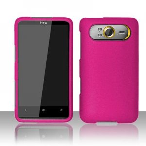 Hard Plastic Rubber Feel Cover Case for HTC HD7/HD7S - Rose Pink