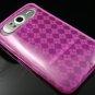 Crystal Gel Check Design Skin Case for HTC HD7/HD7S - Hot Pink