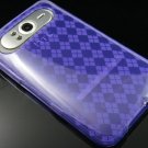 Crystal Gel Check Design Skin Case for HTC HD7/HD7S - Purple