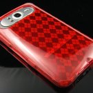 Crystal Gel Check Design Skin Case for HTC HD7/HD7S - Red