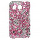 Hard Plastic Bling Rhinestone Design Case for HTC Inspire 4G/Desire - Hot Pink Lace