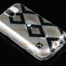 Hard Plastic Design Case for HTC Mytouch Slide 3G (T-Mobile) - Black and Silver Rhombus