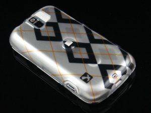 Hard Plastic Design Case for HTC Mytouch Slide 3G (T-Mobile) - Black and Silver Rhombus