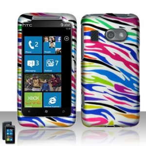 Hard Plastic Rubber Feel Design Case for HTC Surround - Rainbow Zebra