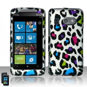 Hard Plastic Rubber Feel Design Case for HTC Surround - Rainbow Leopard
