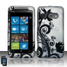 Hard Plastic Rubber Feel Design Case for HTC Surround - Silver and Black Vines