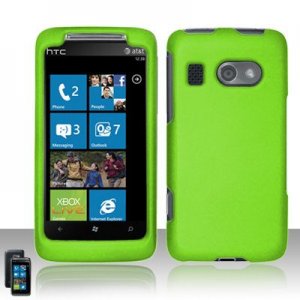 Hard Plastic Rubber Feel Cover Case for HTC Surround - Neon Green