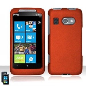 Hard Plastic Rubber Feel Cover Case for HTC Surround - Orange