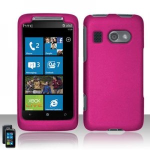 Hard Plastic Rubber Feel Cover Case for HTC Surround - Rose Pink
