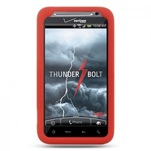 Soft Silicone Skin Cover Case for HTC Thunderbolt 4G (Verizon) - Red