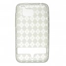 Crystal Gel Check Design Skin Case for HTC Thunderbolt 4G (Verizon) - Clear