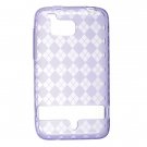 Crystal Gel Check Design Skin Case for HTC Thunderbolt 4G (Verizon) - Purple