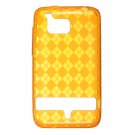 Crystal Gel Check Design Skin Case for HTC Thunderbolt 4G (Verizon) - Orange