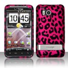 Hard Plastic Rubber Feel Design Case for HTC Thunderbolt 4G (Verizon) - Hot Pink Leopard