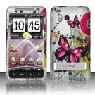Hard Plastic Rubber Feel Design Case for HTC Thunderbolt 4G (Verizon) - Silver Butterfly
