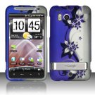 Hard Plastic Rubber Feel Design Case for HTC Thunderbolt 4G (Verizon) - Silver and Purple Vines