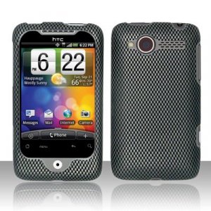 Hard Plastic Rubber Feel Design Case for HTC Wildfire 6225 - Carbon Fiber