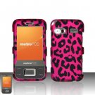 Hard Plastic Rubber Feel Design Case for Huawei M750 - Hot Pink Leopard