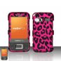 Hard Plastic Rubber Feel Design Case for Huawei M750 - Hot Pink Leopard
