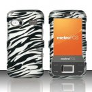 Hard Plastic Rubber Feel Design Case for Huawei M750 - Silver and Black Zebra