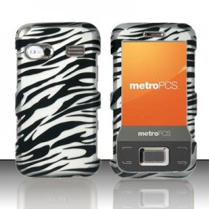 Hard Plastic Rubber Feel Design Case for Huawei M750 - Silver and Black Zebra