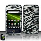 Hard Plastic Rubber Feel Design Case for Huawei Ascend M860 - Silver and Black Zebra