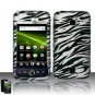 Hard Plastic Rubber Feel Design Case for Huawei Ascend M860 - Silver and Black Zebra