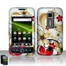 Hard Plastic Rubber Feel Design Case for Huawei Ascend M860 - Red and Gold Flowers
