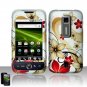 Hard Plastic Rubber Feel Design Case for Huawei Ascend M860 - Red and Gold Flowers