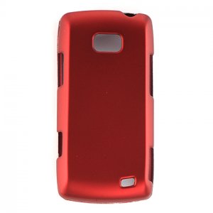 Hard Plastic Rubber Feel Cover Case for LG Ally VS740 - Red