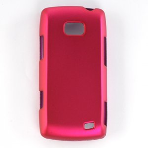 Hard Plastic Rubber Feel Cover Case for LG Ally VS740 - Hot Pink