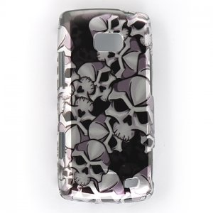 Hard Plastic Design Case for LG Ally VS740 - Black Skulls