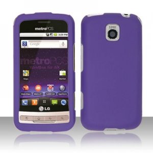 Hard Plastic Rubber Feel Cover Case for LG Optimus M - Purple