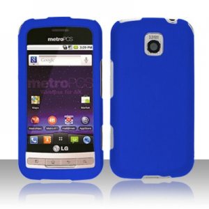 Hard Plastic Rubber Feel Cover Case for LG Optimus M - Blue