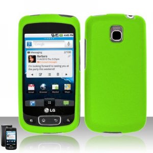 Hard Plastic Rubber Feel Case for LG Optimus T - Neon Green