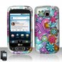 Hard Plastic Rubber Feel Design Case for LG Optimus T - Purple and Blue Flowers