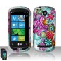 Hard Plastic Rubber Feel Design Case for LG Quantum C900 - Purple and Blue Flowers