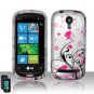 Hard Plastic Rubber Feel Design Case for LG Quantum C900 - Silver and Pink Flowers