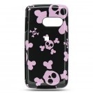 Hard Plastic Design Case for LG Rumor Touch LN510 - Black and Pink Skulls