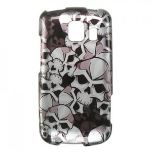 Hard Plastic Design Case for LG Vortex VS660 - Black Skulls